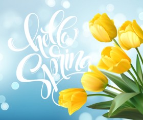 Spring yellow tulips background vector