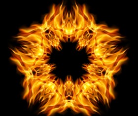 Star fire flame with black background vector