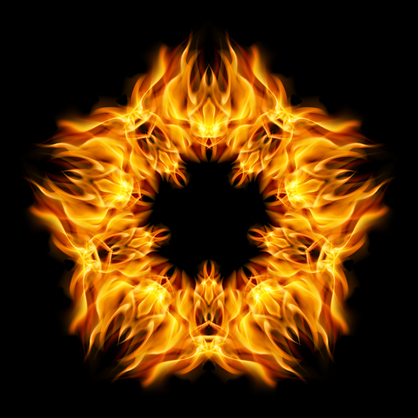 Star fire flame with black background vector