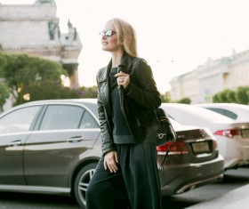 Street beat punk wind woman Stock Photo