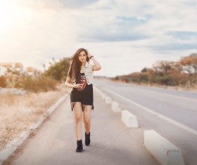 Street shooting girl Stock Photo