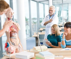 Students in medical school class Stock Photo