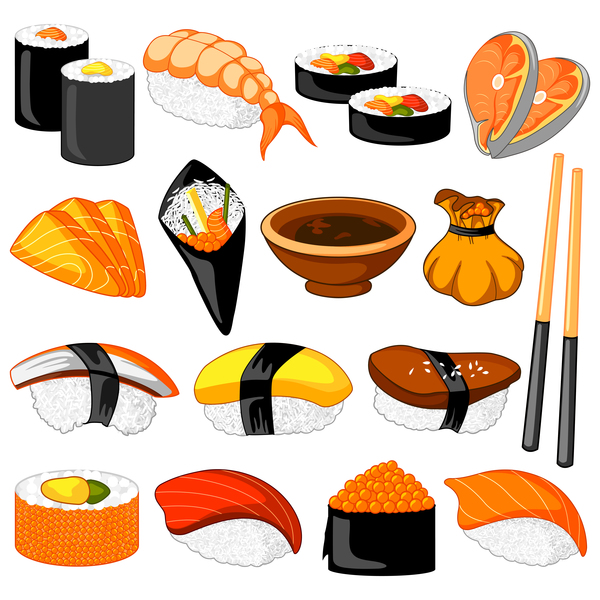 Sushi japanese cuisine illustration vector