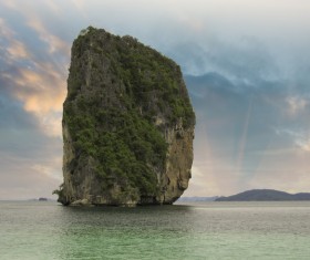 The sea is full of vegetation boulders Stock Photo