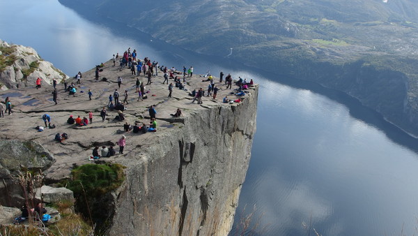 Tourists on the cliffs Stock Photo