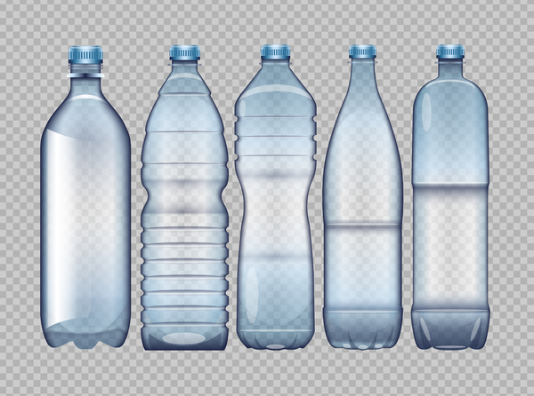 Transparent water bottles package vector 01