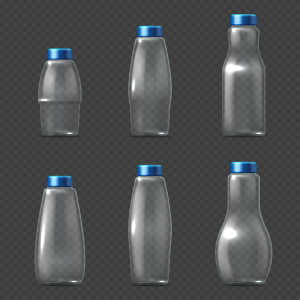 Transparent water bottles package vector 02