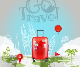 Travel background with world map vector