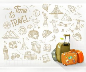 Travel elements hand drawn vector