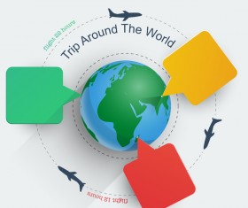 Trip around the world travel background vector