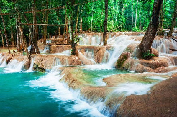 Tropical rainforest waterfall Stock Photo 04