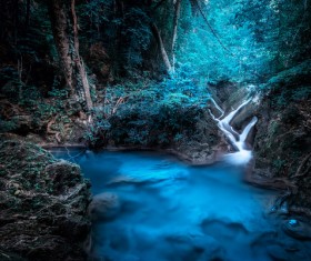 Tropical rainforest waterfall Stock Photo 05