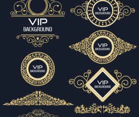 VIP labels with golden decor vector