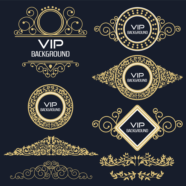 VIP labels with golden decor vector