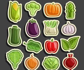 Vegetable sticker retor vector 02