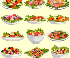 Vegetable with fruit salad vector