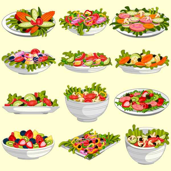 Vegetable with fruit salad vector