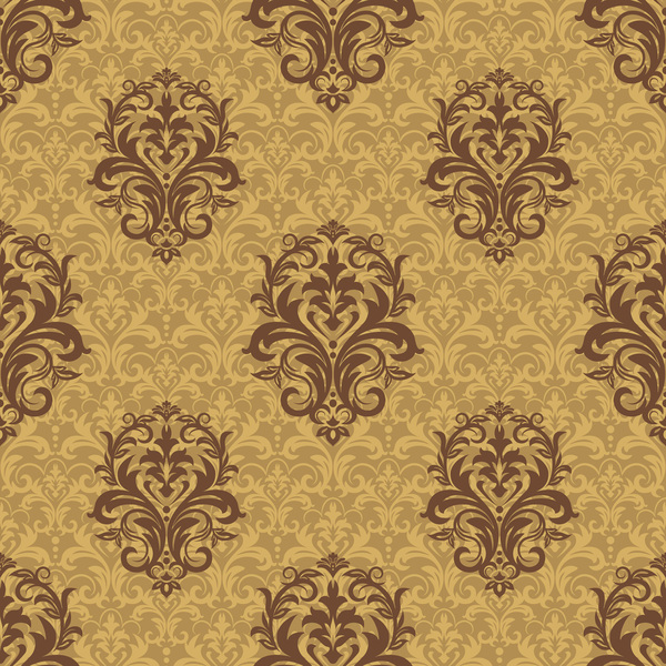 Vintage background with damask pattern in retro style vector