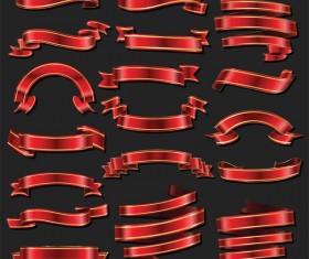 Vintage banner ribbon red and gold collection