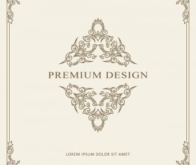 Vintage decor frame with beige background vector 01