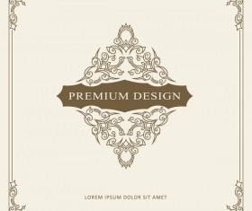 Vintage decor frame with beige background vector 04