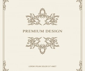 Vintage decor frame with beige background vector 05