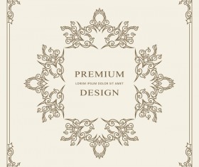 Vintage decor frame with beige background vector 06