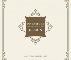 Vintage decor frame with beige background vector 09