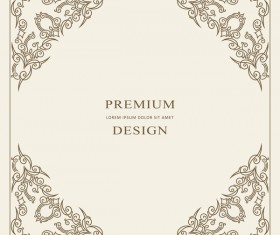 Vintage decor frame with beige background vector 11