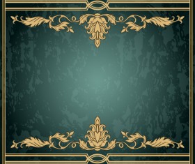 Vintage green grunge background with frame decorative vector 02