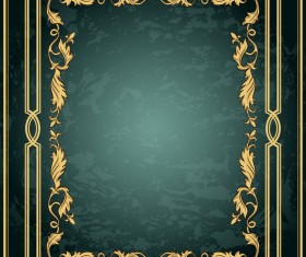 Vintage green grunge background with frame decorative vector 03
