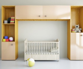 Wall cabinets and cribs Stock Photo