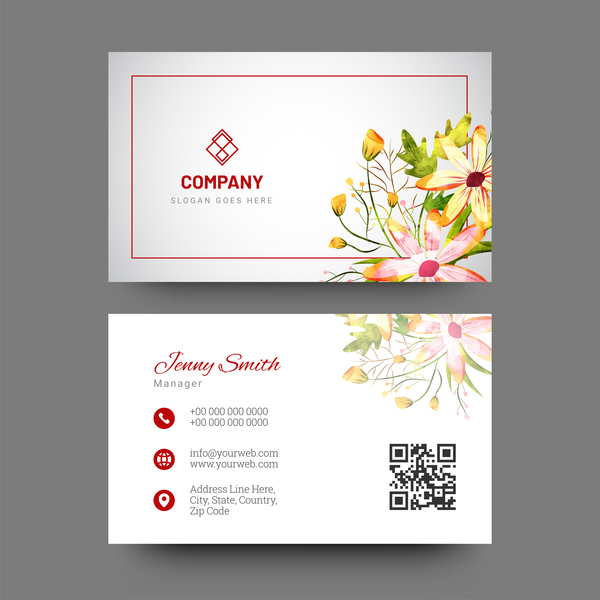 Water flower with company business card vector