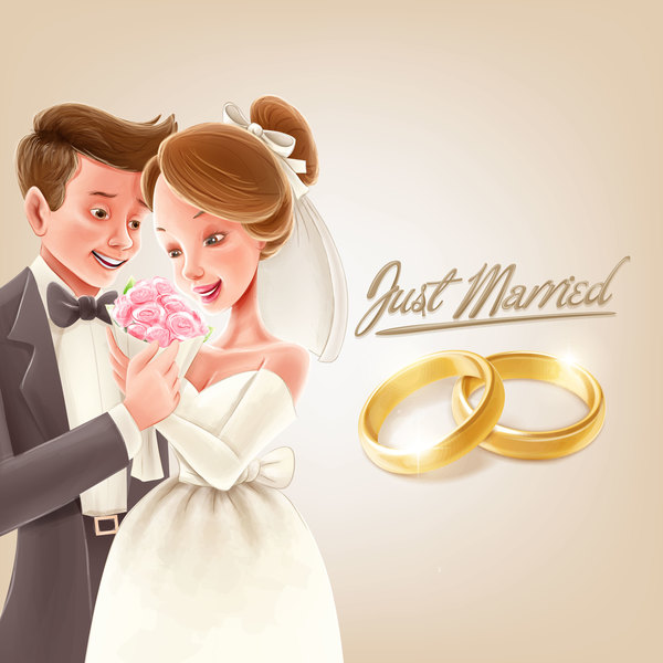 Wedding background with gold ring vector 02