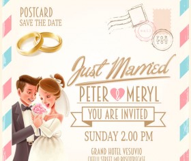 Wedding postercard design vector 01