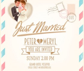 Wedding postercard design vector 02