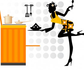 Woman chef cooking silhouette vector