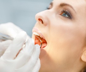Woman doing dental care Stock Photo 03