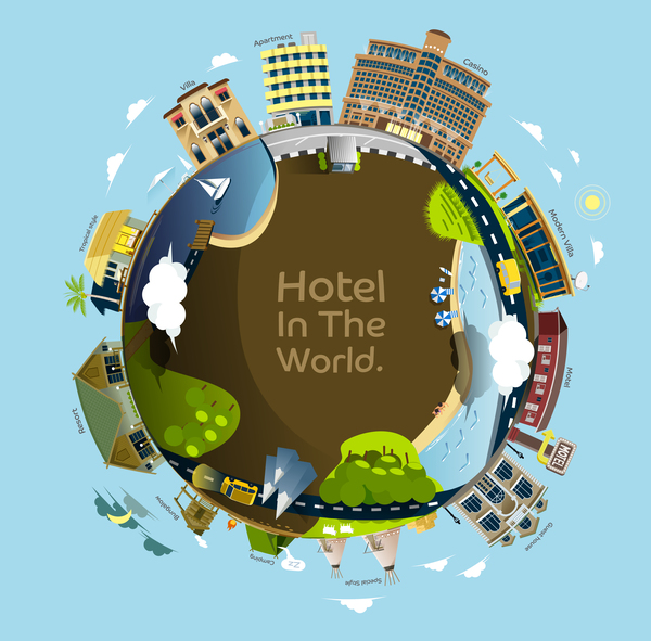 World travel Hotel design vector