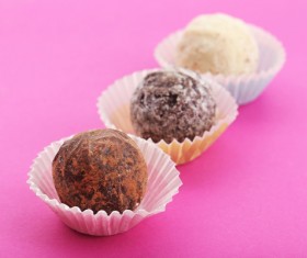 Wrapping paper and Chocolate truffle Stock Photo