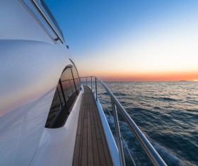 Yacht exterior deck and sea closeup Stock Photo