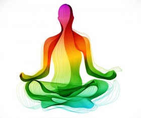 Yoga posture with colored abstract vector 01