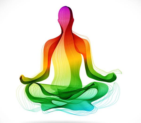 Yoga posture with colored abstract vector 01