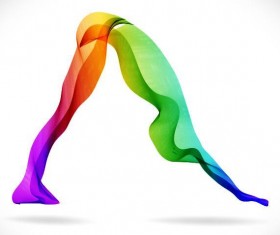 Yoga posture with colored abstract vector 02