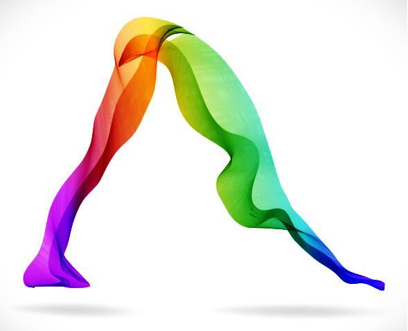 Yoga posture with colored abstract vector 02