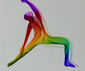 Yoga posture with colored abstract vector 03