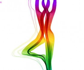 Yoga posture with colored abstract vector 04