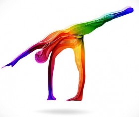 Yoga posture with colored abstract vector 05
