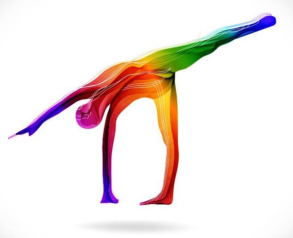 Yoga posture with colored abstract vector 05