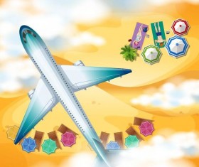 aircraft with beach travel vector